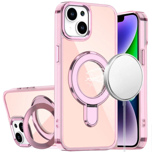 For iPhone 13/14 CHROME HQ Rotational Magnetic Ring Hybrid - Light Pink
