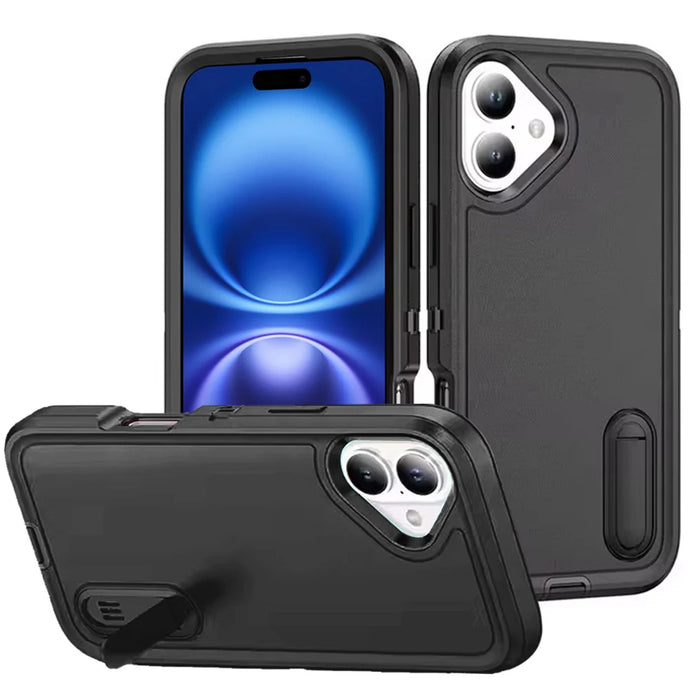 For iPhone 17 PEAK 3in1 Toughest Hybrid with Stand Cover Case - Black/Black