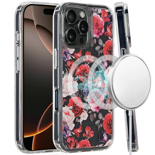 For iPhone 16 Pro Max 6.9 inch Magnetic Space UV Design Case - Roses