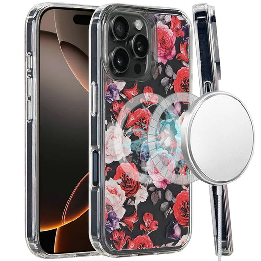 For iPhone 16 Pro Max 6.9 inch Magnetic Space UV Design Case - Roses