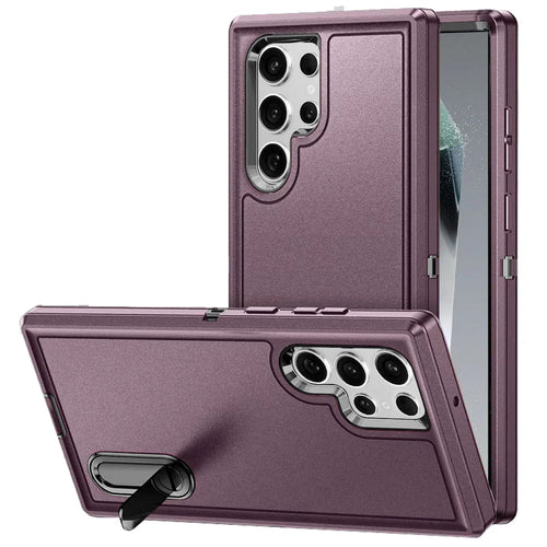 For Samsung s25 Ultra PEAK 3in1 Toughest Hybrid with Stand Cover Case - Burgundy/Black