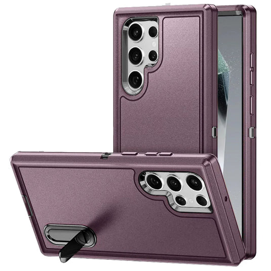 For Samsung s25 Ultra PEAK 3in1 Toughest Hybrid with Stand Cover Case - Burgundy/Black