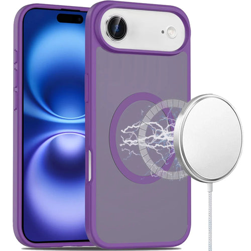 For iPhone 17 Air [Magnetic Circle] Smooth Safe Matte Feel Hybrid Case - Dark Purple