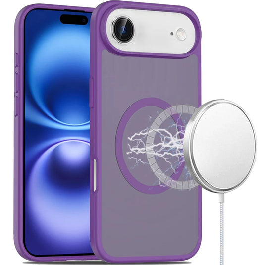 For iPhone 17 Air [Magnetic Circle] Smooth Safe Matte Feel Hybrid Case - Dark Purple