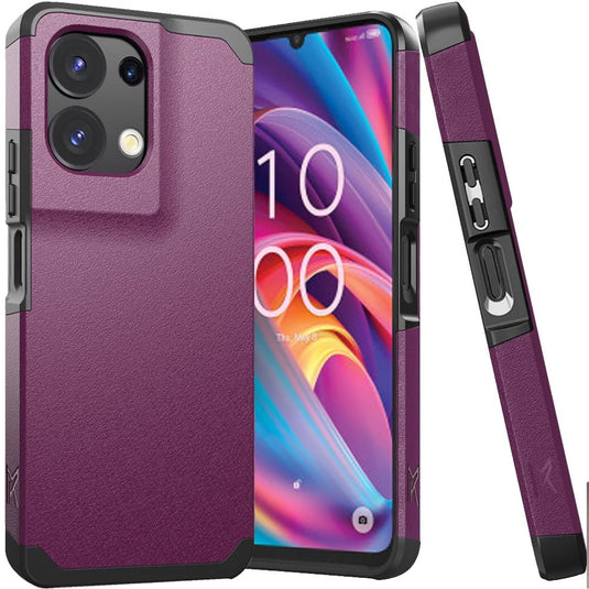 For TCL K32 5G Tough Strong Hybrid (Magnet Mount Friendly) Case Cover - Dark Purple