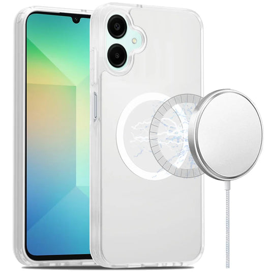 For Samsung A06 [Magnetic Circle] Smooth Safe Matte Feel Hybrid Case - Clear