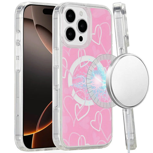 For iPhone 16 Pro Max 6.9 inch Magnetic Space UV Design Case - Hearts