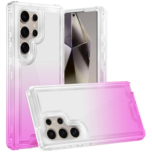 For Samsung s25 Ultra 3in1 Two Tone Shockproof Transparent Hybrid Case - Clear + Purple