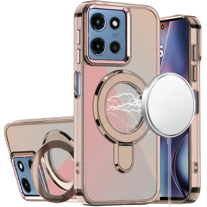 For Motorola Moto G 5G 2025 CHROME HQ Rotational Magnetic Ring Hybrid - Desert Titanium