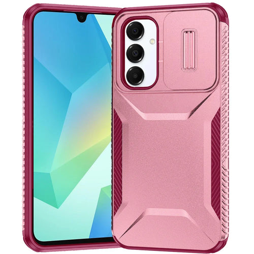 For Samsung A16 5G Ultimate U Design Hybrid with Camera Window Covering - Pink+Burgundy