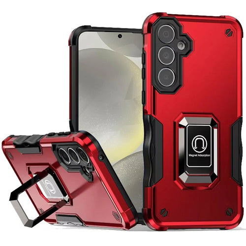 For Samsung s25/s24 OPTIMUM Magnetic Ring Stand Hybrid Case Cover - Red
