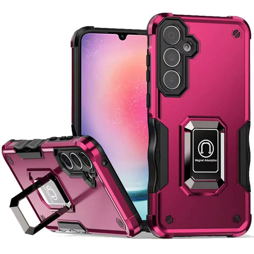For Samsung Galaxy A26 OPTIMUM Magnetic Ring Stand Hybrid Case Cover - Hot Pink