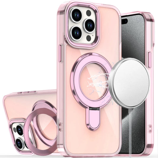 For iP15 Pro Max CHROME HQ Rotational Magnetic Ring Hybrid - Light Pink