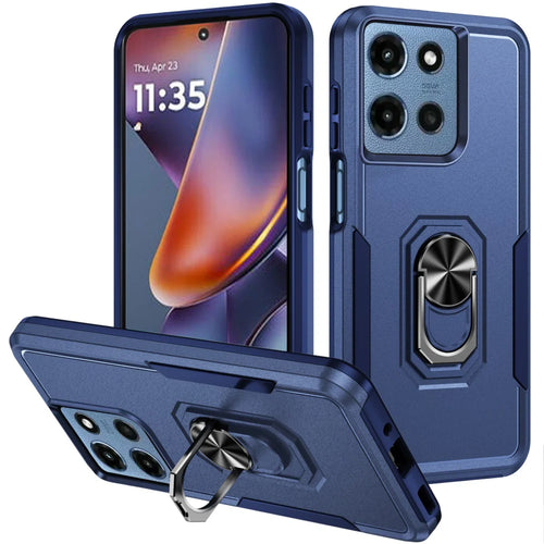 For Motorola Moto G 5G 2025 Tough Hybrid With Ring Stand Case - Dark Blue