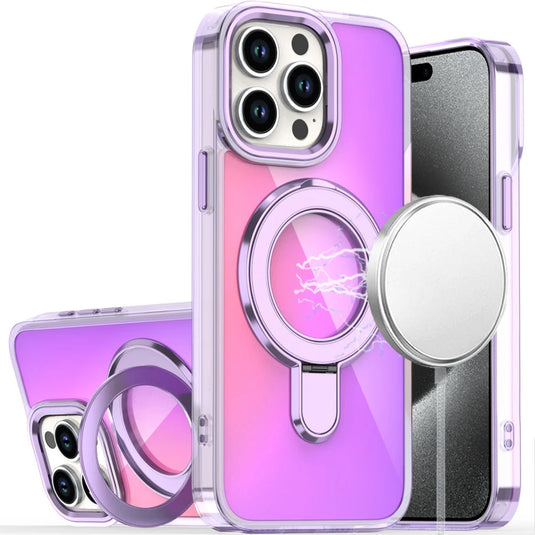 For iP15 Pro Max CHROME HQ Rotational Magnetic Ring Hybrid - Light Purple