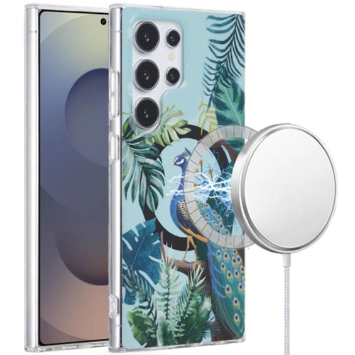 For Samsung s25 Ultra [Magnetic Circle] Double Layer Design IMD TPU Case - Peacock