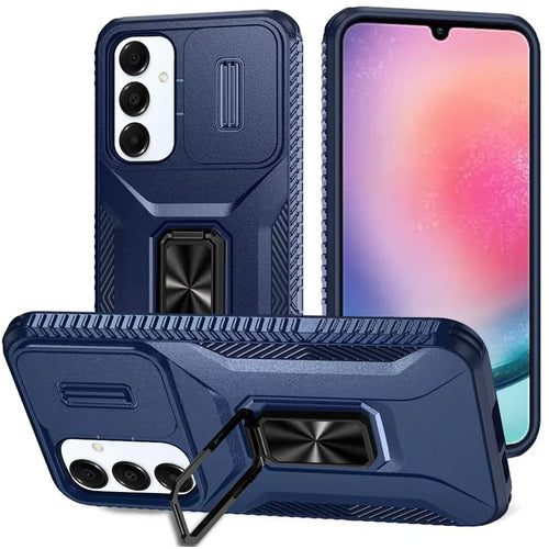 For Samsung Galaxy A26 Complete Magnetic Metal Ring Stand Camera Protection Hybrid - Blue