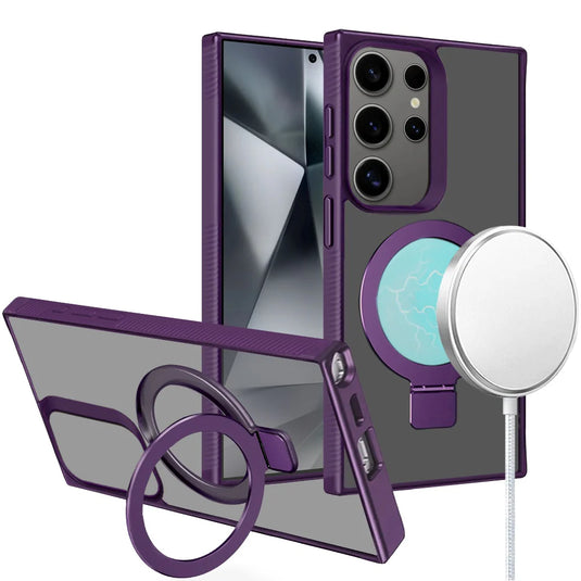 For Samsung s25 Ultra Skin Touch Feel HQ [Magnetic Circle] Kickstand Hybrid - Purple