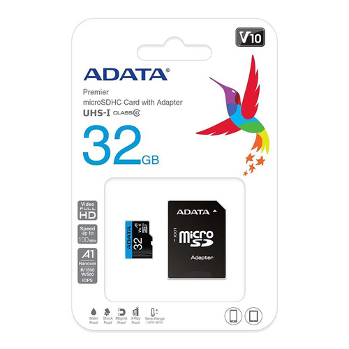 ADATA Premier 32GB MicroSDHC / SDXC UHS-I Class 10 V10 A1 Memory Card with Adapter Read up to 100 MB / s (AUSDH32GUICL10A1-RA1) Universal Black