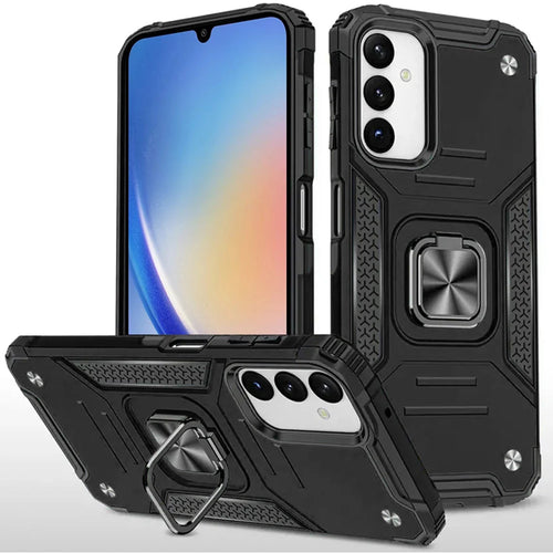 For Samsung A35 5g Robust Magnetic Kickstand Hybrid Case Cover - Black