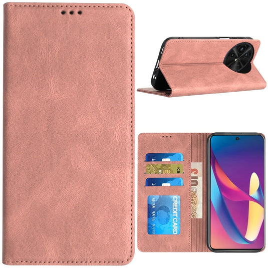 For TCL 50 XL 5G Wallet Premium PU Vegan Leather ID Card Money Holder with Magnetic Closure - Rose Gold