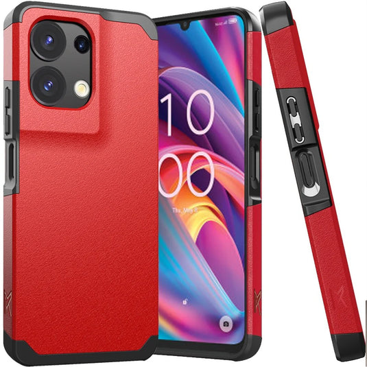 For TCL K32 5G Tough Strong Hybrid (Magnet Mount Friendly) Case Cover - Red