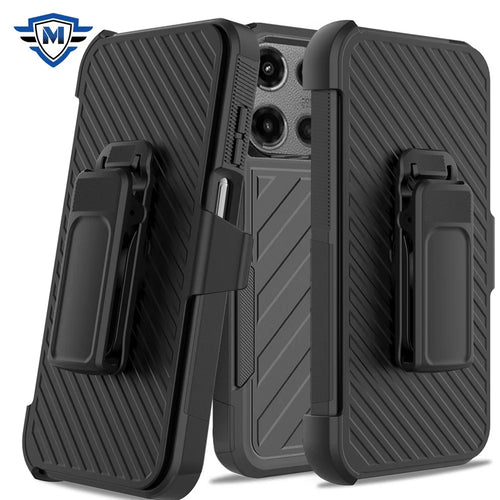 [METKASE] For Motorola Edge 2025 Noble lined shockproof dual layer hybrid - Black/Black