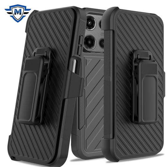 [METKASE] For Motorola Edge 2025 Noble lined shockproof dual layer hybrid - Black/Black