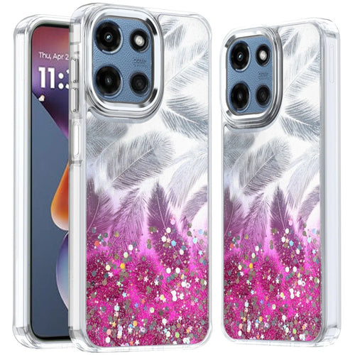 For Motorola Moto G 5G 2025 Epoxy Glitter Shimmer Hybrid Case - Hot Pink