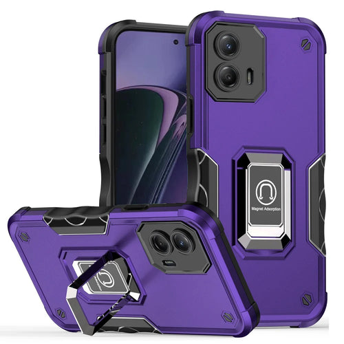 For Motorola Moto G Stylus 5G 2024 OPTIMUM Magnetic Ring Stand Hybrid Case Cover - Dark Purple