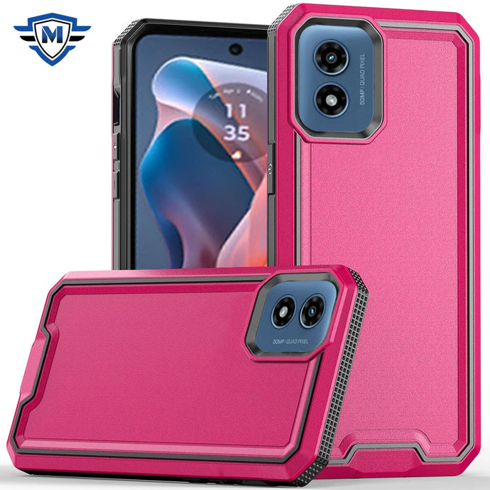 For Motorola Moto G Play 2024 METKASE Rank Tough Strong Modern Fused Hybrid in Slide-Out Package - Hot Pink