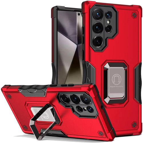 For Samsung s25 Ultra OPTIMUM Magnetic Ring Stand Hybrid Case Cover - Red