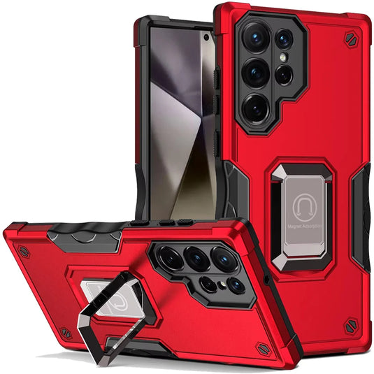 For Samsung s25 Ultra OPTIMUM Magnetic Ring Stand Hybrid Case Cover - Red