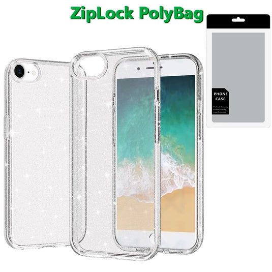 [PolyBag] For iPhone SE4 Glitter Ultra Thick 3mm Transparent Hybrid Case Cover - Clear