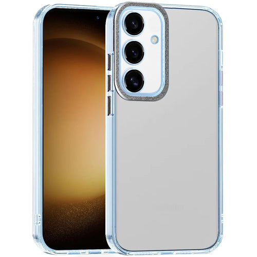 For Samsung Galaxy A26 Transparent Clear Hybrid with Matching Metal Buttons and Camera Protection - Black