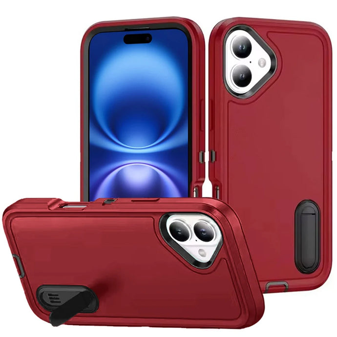 For iPhone 17 PEAK 3in1 Toughest Hybrid with Stand Cover Case - Black/Red