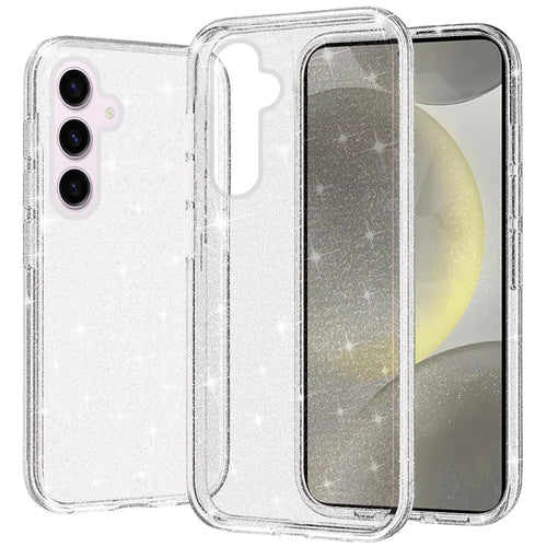 For Samsung s25 Plus/s24 Plus Glitter Ultra Thick 3mm Transparent Hybrid Case Cover - Clear