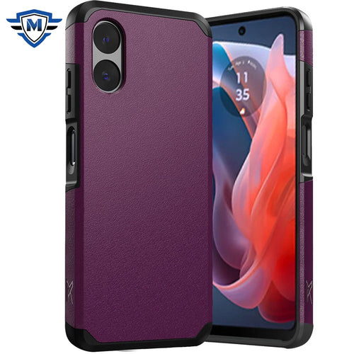 For Motorola Moto G Play 2024 METKASE (Original Series) Tough Strong Shockproof Hybrid in Slide-Out Package - Dark Purple