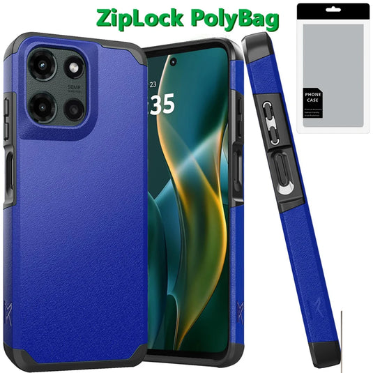 [PolyBag] For Moto G Stylus 5G 2025 (Original Series) Tough Strong Shockproof Hybrid in Slide-Out Package - Classic Blue