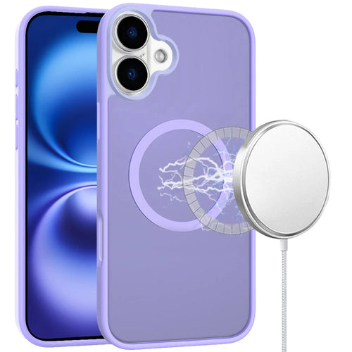For iPhone 17 [Magnetic Circle] Smooth Safe Matte Feel Hybrid Case - Light Purple
