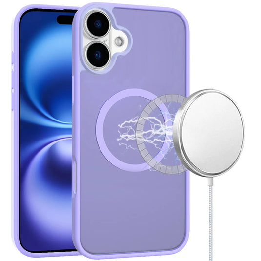 For iPhone 17 [Magnetic Circle] Smooth Safe Matte Feel Hybrid Case - Light Purple
