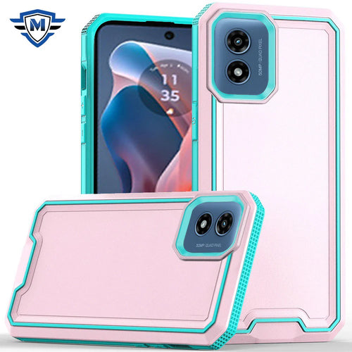 For Motorola Moto G Play 2024 METKASE Rank Tough Strong Modern Fused Hybrid in Slide-Out Package - Light Pink
