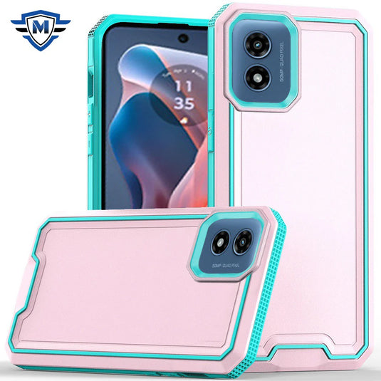 For Motorola Moto G Play 2024 METKASE Rank Tough Strong Modern Fused Hybrid in Slide-Out Package - Light Pink
