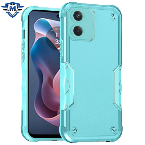 For Motorola Moto G Play 2024 METKASE Exquisite Tough Shockproof Hybrid Case Cover in Premium Slide-Out Package - Teal