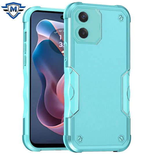 For Motorola Moto G Play 2024 METKASE Exquisite Tough Shockproof Hybrid Case Cover in Premium Slide-Out Package - Teal