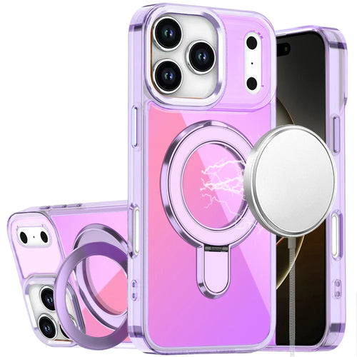 For iPhone 17 Pro Max CHROME HQ Rotational Magnetic Ring Hybrid - Light Purple