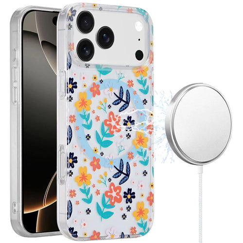 For iPhone 17 Pro Max [Magnetic] Double Layer Design IMD Case - Colorful Floral