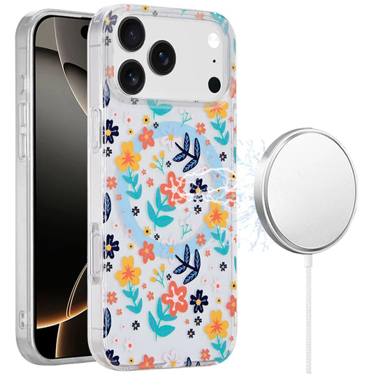 For iPhone 17 Pro Max [Magnetic] Double Layer Design IMD Case - Colorful Floral