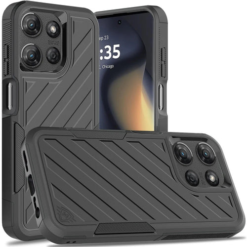 For Motorola Edge 2025 Noble lined shockproof dual layer hybrid - Black/Black
