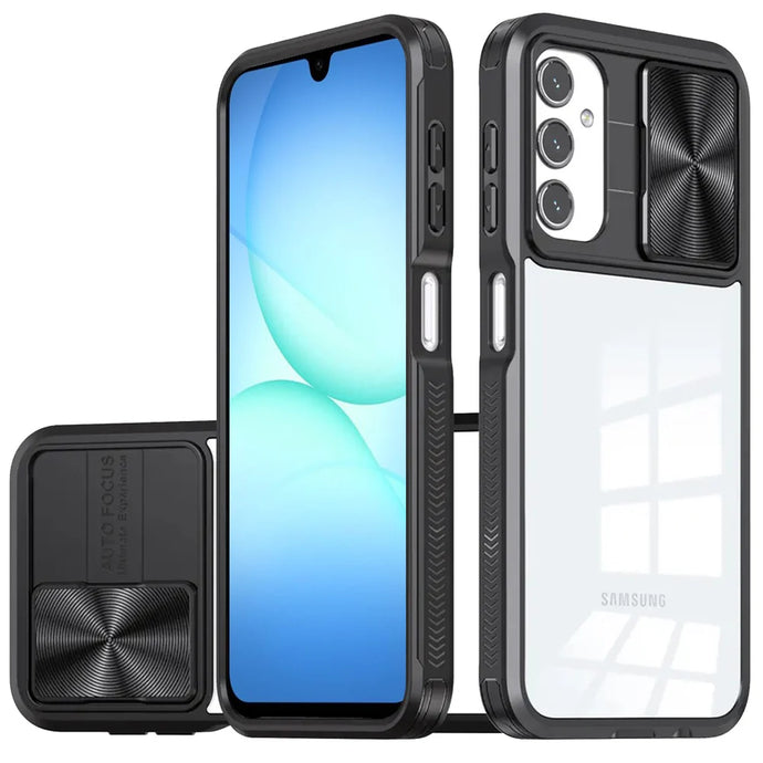 For Samsung A17 5G Fusion Transparent Clear Hybrid Case Cover - Black
